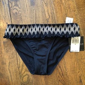 La Blanca diamond smocked hipster swim bottom.